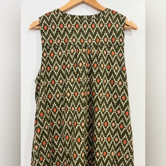 Sonoma Linen Blend Sundress Women XL Flare Green Resort Beach Vacation - Picture 7 of 8